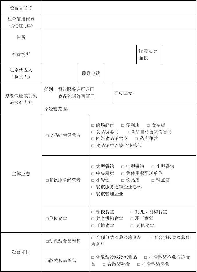 食品經(jīng)營許可證換證申請(qǐng)表填寫指南